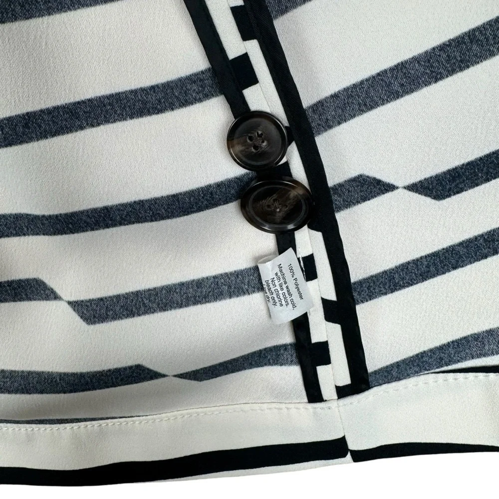 Madewell Women’s Parcel Striped Trench Coat Size XS Crepe White Black Collared - Picture 4 of 13